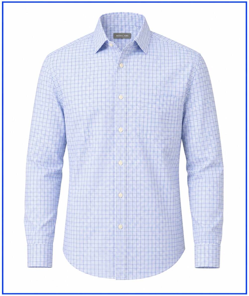 Michael Kors Fits US  16 1/2 32-33 blue check men dress shirt